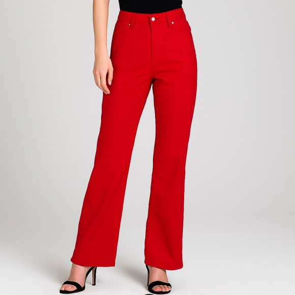 Ymi Jeans Denim - YMI Women's Large Red Curvy Stretch Straight Leg Jeans Casual Mid-High Rise
